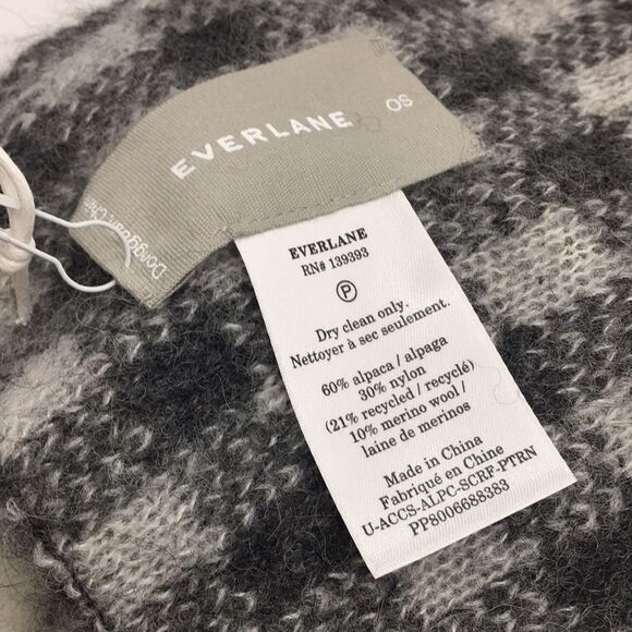 NWT Everlane Unisex The Alpaca Patterned Scarf Gray Buffalo Check One Size - Picture 8 of 12